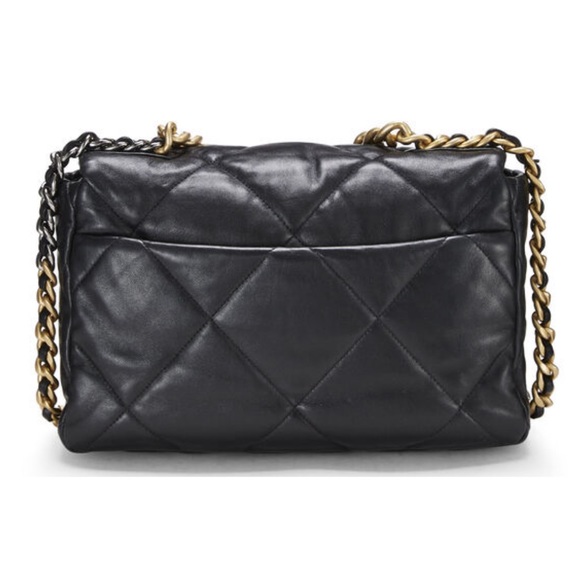 BLACK QUILTED LAMBSKIN CHANEL 19 FLAP BAG medium - Picture 3 of 9